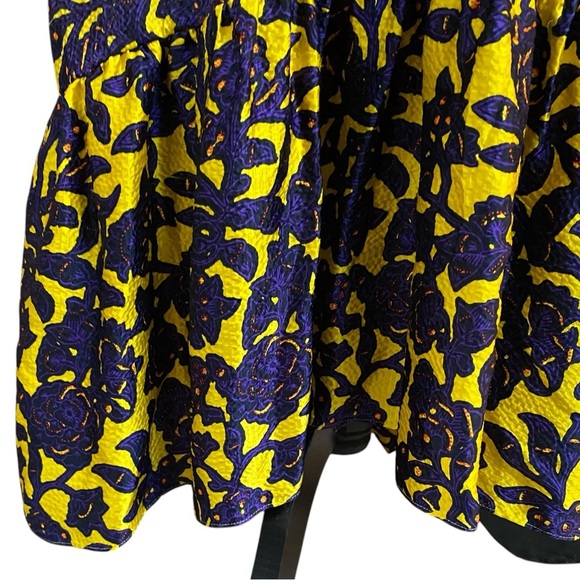 A.L.C. Valencia Silk Floral Midi Dress Yellow Purple Cut-Out Ruffle Hem Sz 2 - Picture 7 of 16